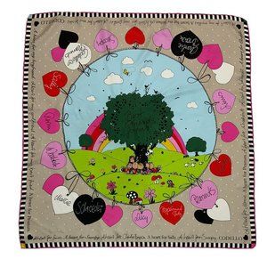 CODELLO Beige Heart Silk Scarf ITALY 34”/ 33.5” EC